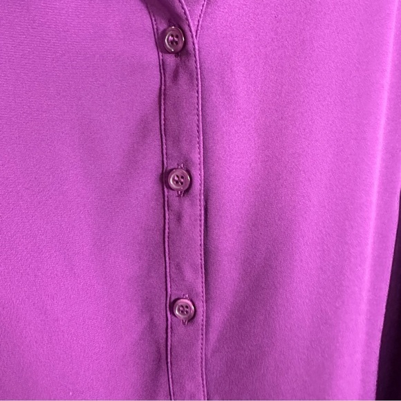 INC size L purple sleeveless top, chiffon front/jersey back, v neck, summer - Picture 6 of 8